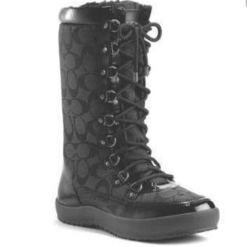 COACH Peggey  Black Lace Up Winter Snow Boots- Size 6